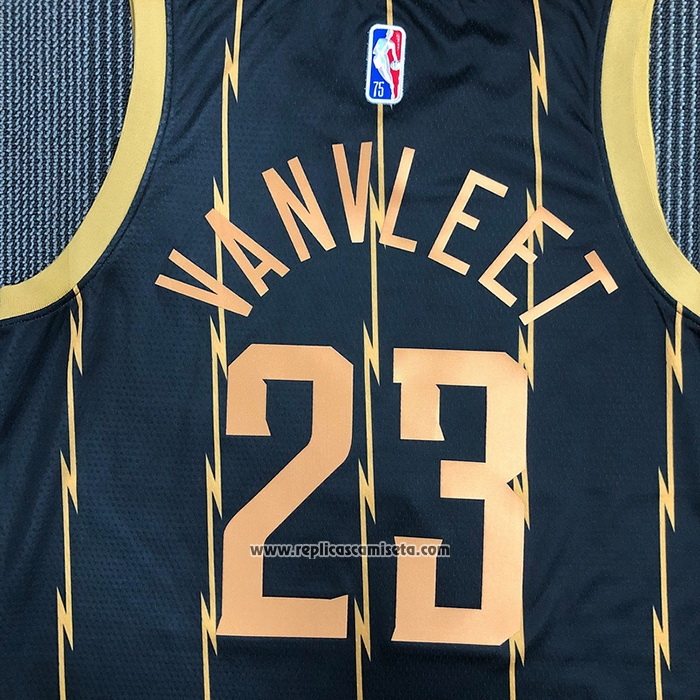 Camiseta Toronto Raptors Fred Vanvleet #23 Ciudad 2021-22 Negro